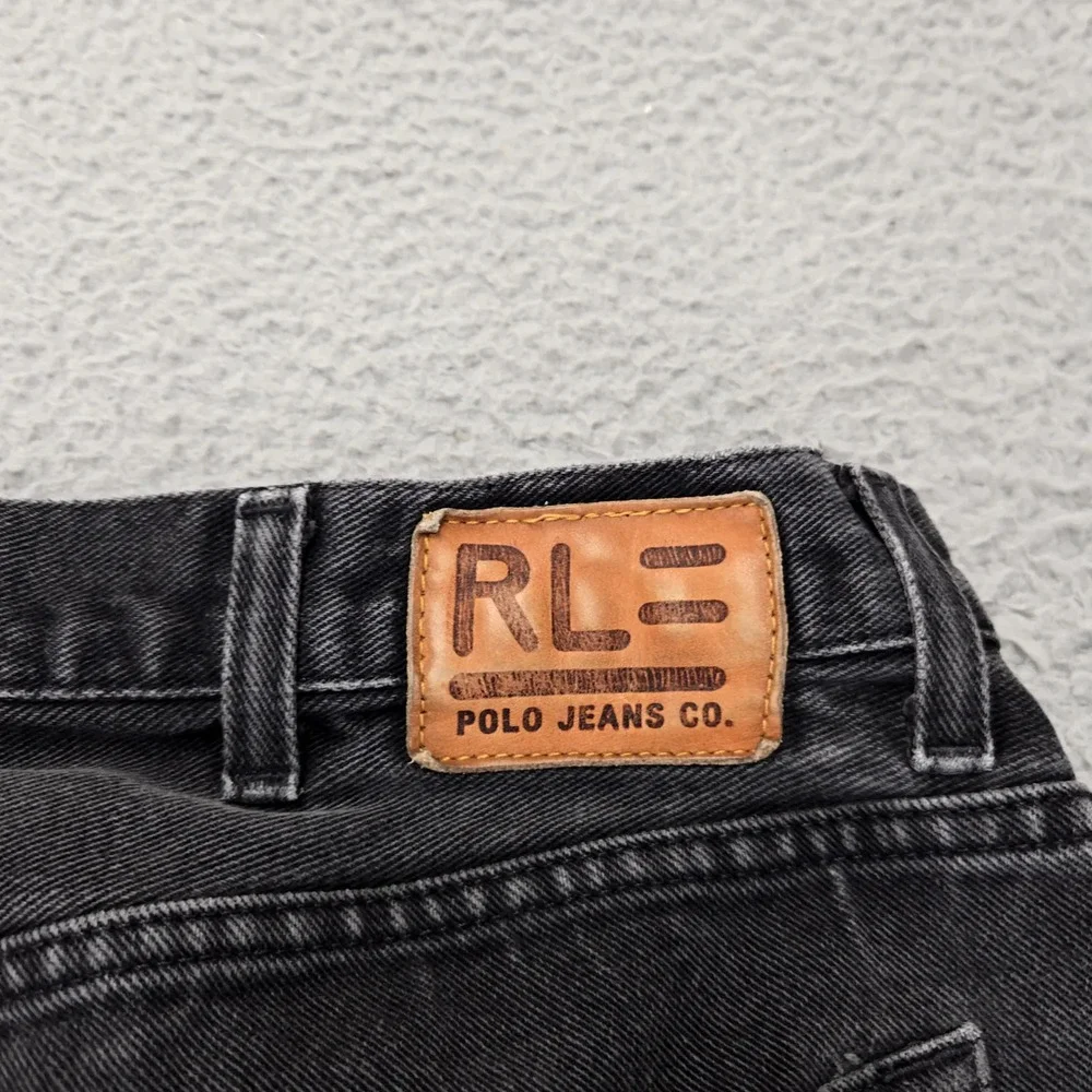Polo Jeans Co. Jeans Mens 40x32 Black Denim Classic Relaxed‎ Tapered Leg Zipfly